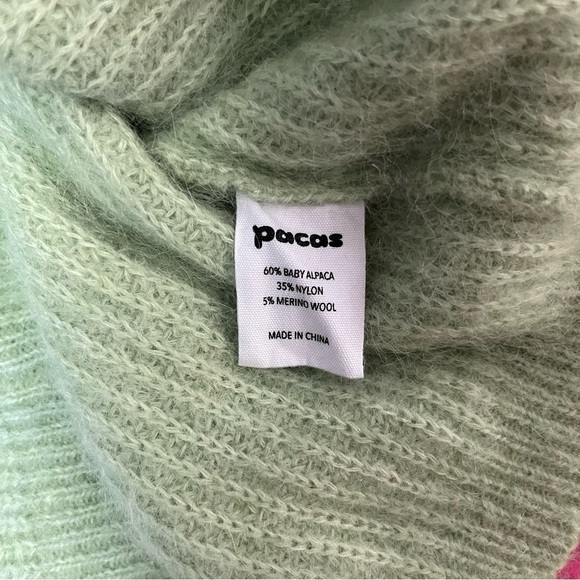 NWOT 🦙 Baby Alpaca Pacas Chic Minimalist Seafoam Mint Crew Neck Sweater L - Picture 8 of 12